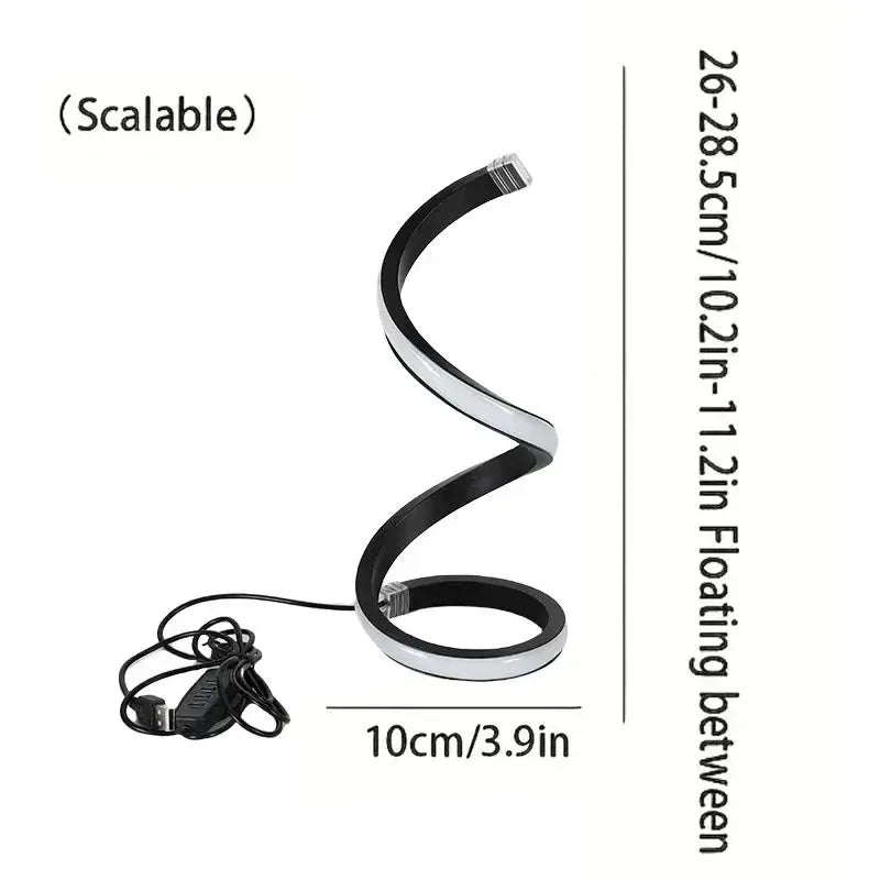 Kreatives Spiral-LED-Nachtlicht mit USB-Stecker, dimmbar, 3-Farben-Tisch-Nachtlampe für Wohnzimmer, Büro, Schreibtisch, Schlafzimmer, Nachttisch-Dekoration