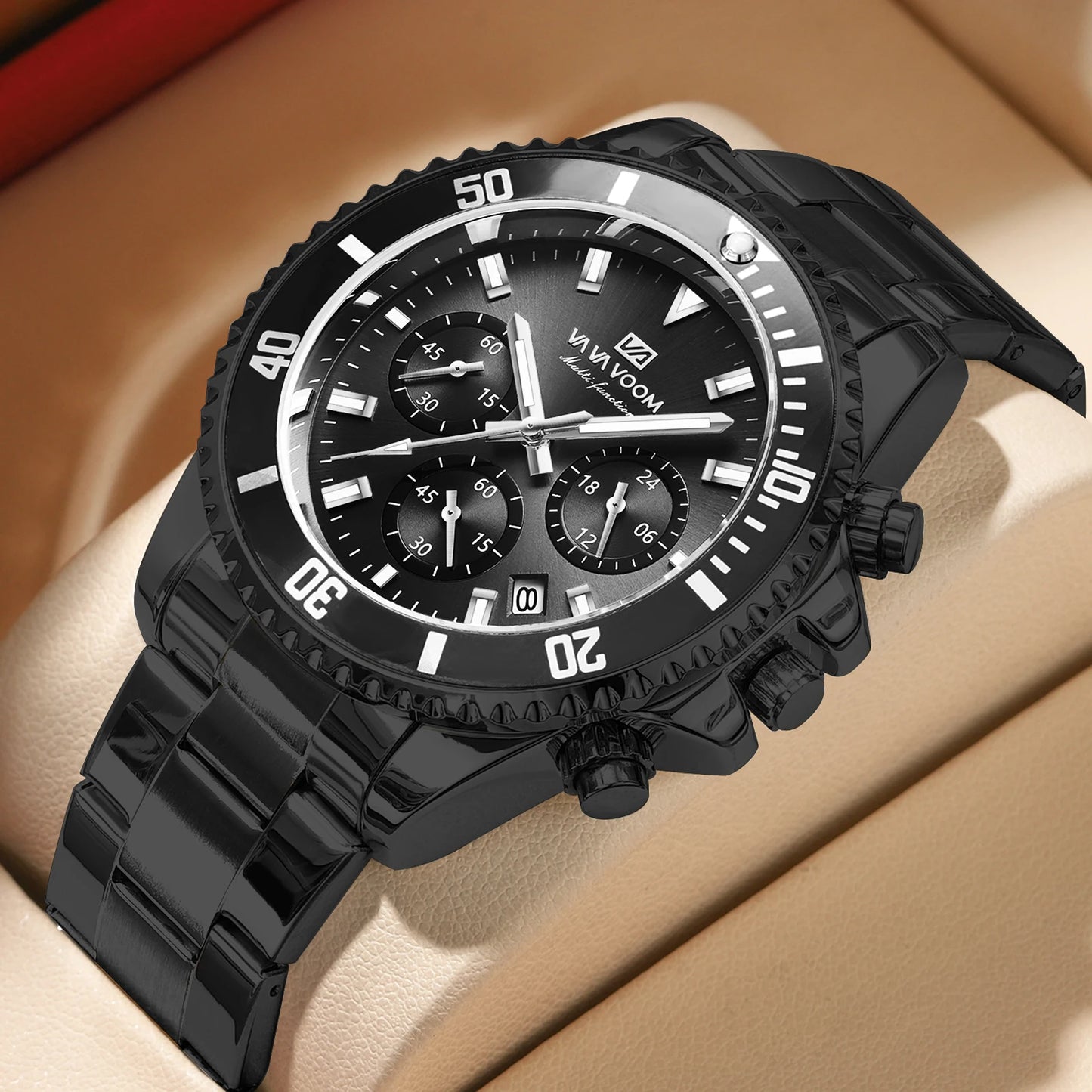 Multifunktionale Herren-Quarzuhr, luxuriös, Wasser, Nachtlicht, Business-Stil, Taucher-Serie, Edelstahl, Freizeit, modische Armbanduhr