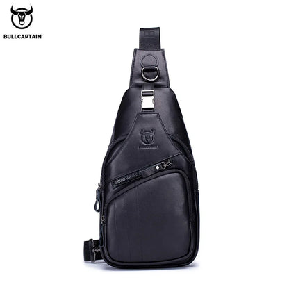 BULLCAPTAIN Tasche Echtes Leder Brusttasche Herrenmode Stil Casual Straddle Bag Business Große Kapazität Leder Herrengepäck