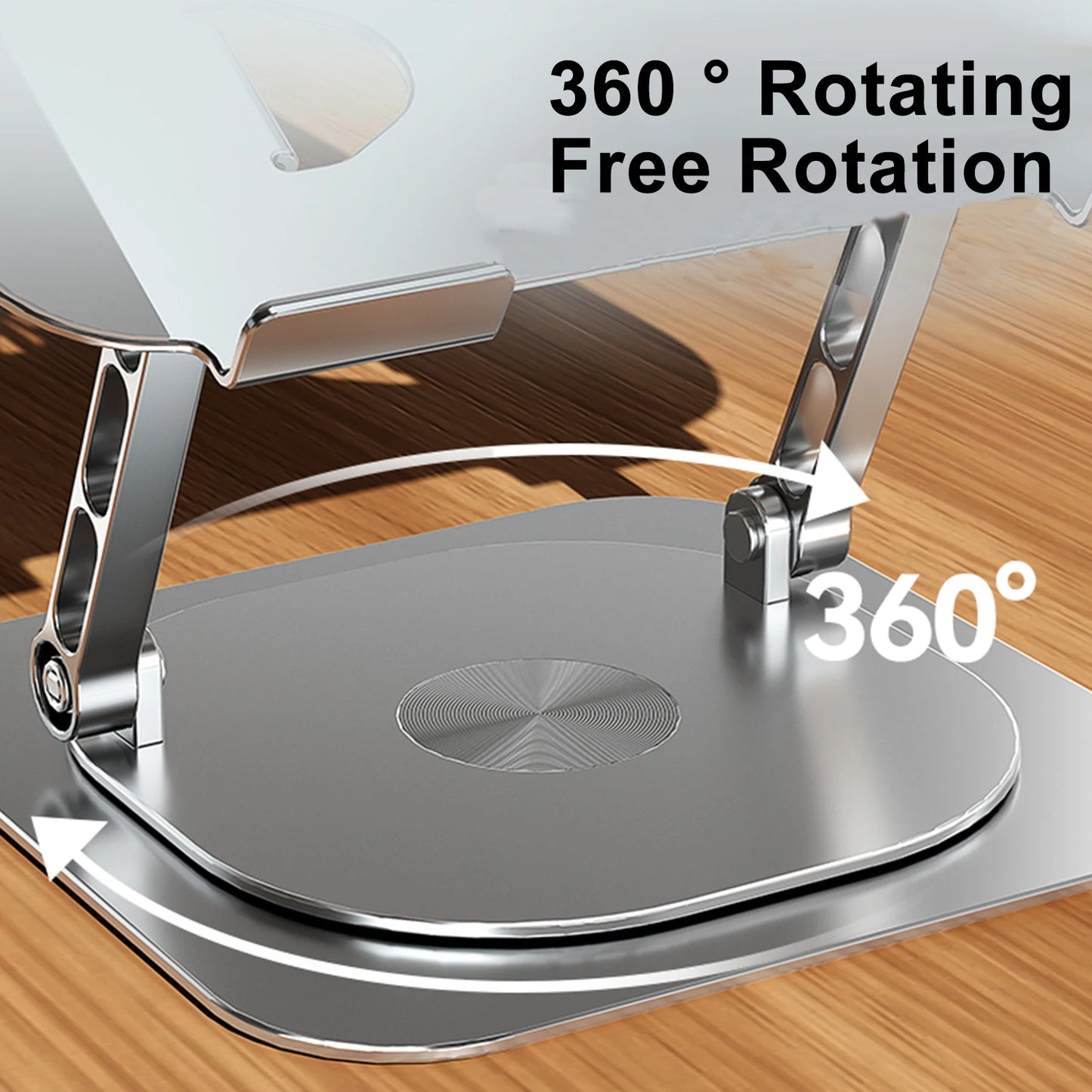 Laptopständer 360° °   Drehbarer Tablet-Kühlständer aus Aluminiumlegierung mit klappbarem Lüfter, Kühlerunterstützung, rutschfest, für 7–17 Zoll