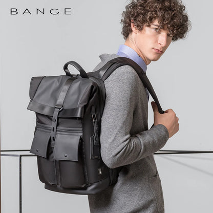 Bange Casual Männer Anti-Diebstahl-Rucksack 15,6 Zoll multifunktionale wasserdichte Rucksäcke tägliche Reisetasche Schulrucksack mit Gürtel