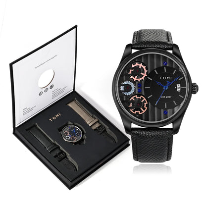 Tomi Herren Geschenk box Kombination Set Uhr Luxus und einfache Business abnehmbare Armband Quarzuhr Herren uhr Festival Geschenk