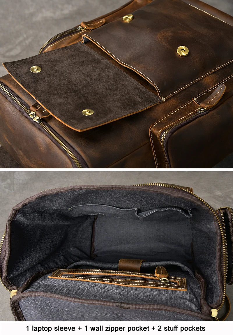 Vintage Crazy Horse Echtes Leder Rucksack Männer Leder Bagpack Klettern Rucksack männlichen Große Wandern Rucksack M814