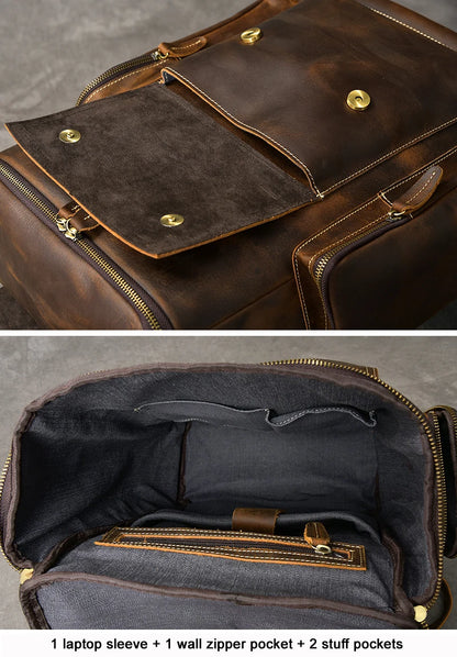 Vintage Crazy Horse Echtes Leder Rucksack Männer Leder Bagpack Klettern Rucksack männlichen Große Wandern Rucksack M814