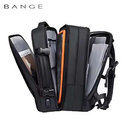 BANGE Erweiterbarer Herrenrucksack, wasserdicht, 17,3-Zoll-Laptop-Rucksack, große Kapazität, Wandern, Reisetasche, männliche Rucksäcke für Männer