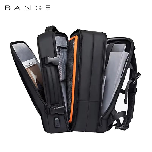 BANGE Erweiterbarer Herrenrucksack, wasserdicht, 17,3-Zoll-Laptop-Rucksack, große Kapazität, Wandern, Reisetasche, männliche Rucksäcke für Männer
