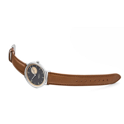 TOPHILL Bauhaus-Quarzuhr für Herren, ultradünn, 40 mm, minimalistisches Zifferblatt, Saphirglas, Lederarmband, Edelstahlgehäuse