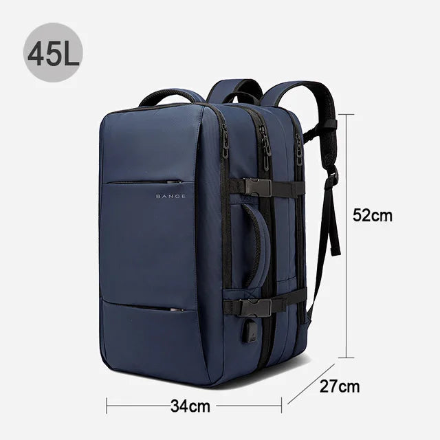 BANGE Ästhetischer Herren-Business-Rucksack, Schule, erweiterbare USB-Tasche, großes Fassungsvermögen, 17,3 Laptop, wasserdicht, modischer Reiserucksack