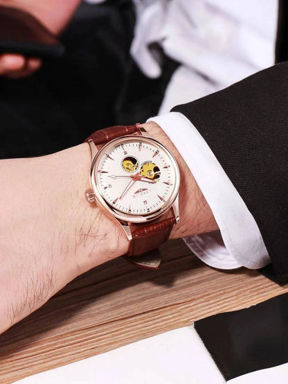 LONGLUX Automatikuhr eleganter Stil Großhandel mechanische Armbanduhren Skelett Rom wasserdichte Herrenuhr Männer Geschenk