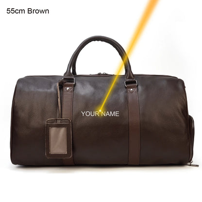 Luxus Echtes Leder Männer Frauen Reisetasche Kuh Leder Handgepäck Tasche Reise Schulter Tasche Männlich Weiblich Wochenende Duffle Tasche