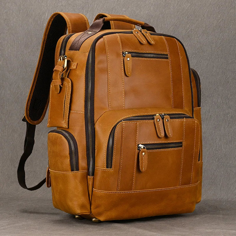 Newsbirds Herren-Rucksack aus Leder, Retro-Luxus-Modestil, Rucksack, Reisetasche, Rucksack, Schultasche für Herren, Leder-Tagesrucksack für Herren