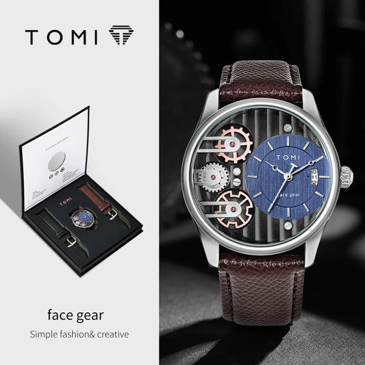 Tomi Herren Geschenk box Kombination Set Uhr Luxus und einfache Business abnehmbare Armband Quarzuhr Herren uhr Festival Geschenk