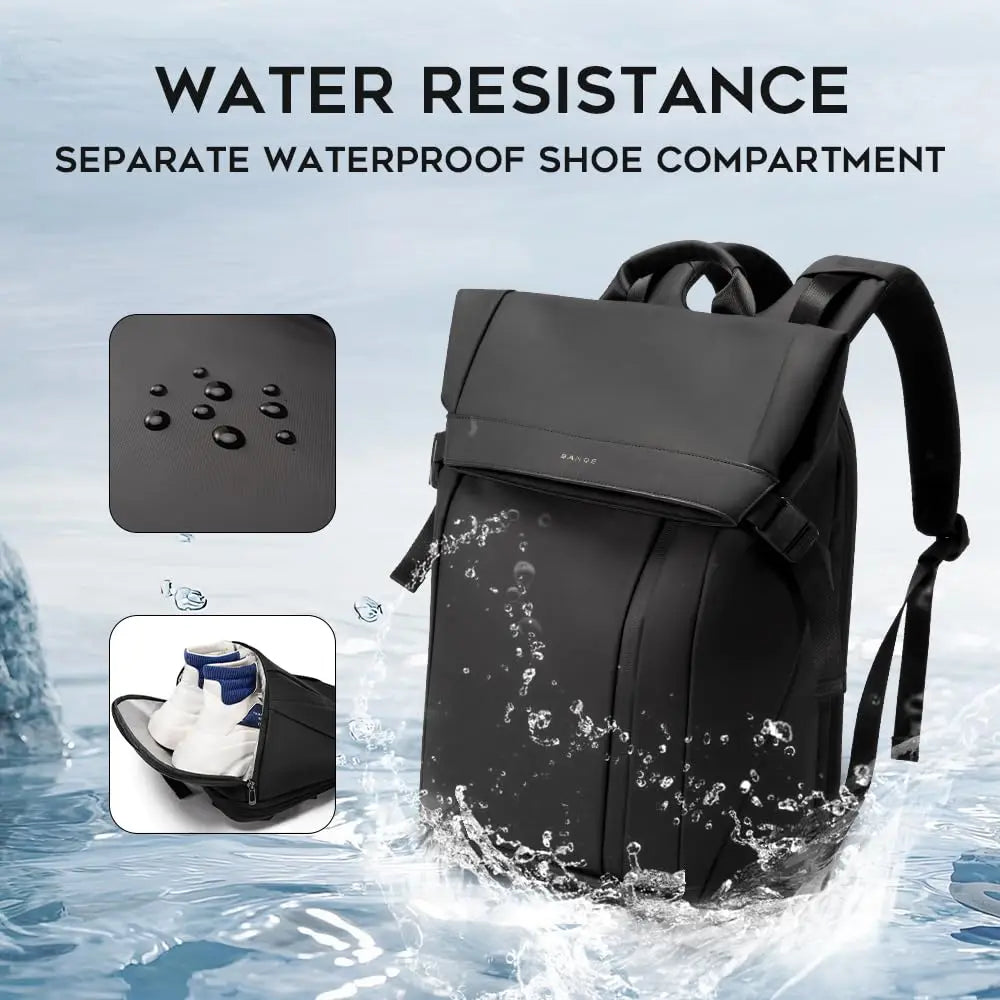 Bange Herren-Mode-Rucksack, 15,6 Zoll, multifunktionaler wasserdichter Rucksack, tägliche Reisetasche, lässiger Schulrucksack mit Schnalle