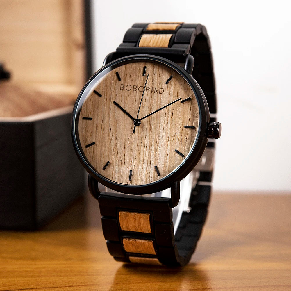 BOBO VOGEL Uhr Männer Zebra Holz Luxus Marke montre homme Quarz Armbanduhren Männlich Uhr Einfache Ultra-dünne Uhren für mann