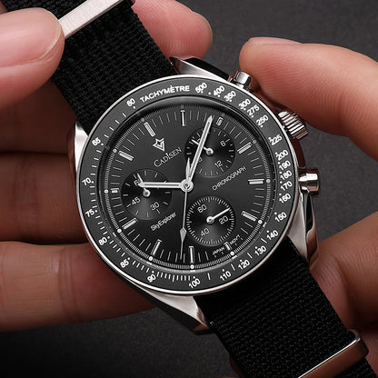 CADISEN Neue Herrenuhren Luxus Quarz Armbanduhr Für Männer Saphir AR Beschichtet Kristall Leinwand VK68 Geschwindigkeit Chronograph Automatik