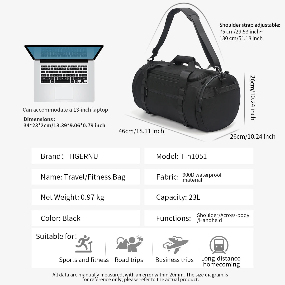Tigernu Sport Taschen Männer Gym Taschen Für Fitness Training Im Freien Wasserdichte Taschen Männlichen Messenger Tasche Reisetaschen Für Männer Handtasche Männer