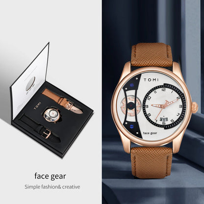 TOMI Set Geschenkbox für Herren, minimalistische Business-Quarzuhr, luxuriöse, vielseitige, abnehmbare Uhr mit Doppelarmband, Festival-Geschenk