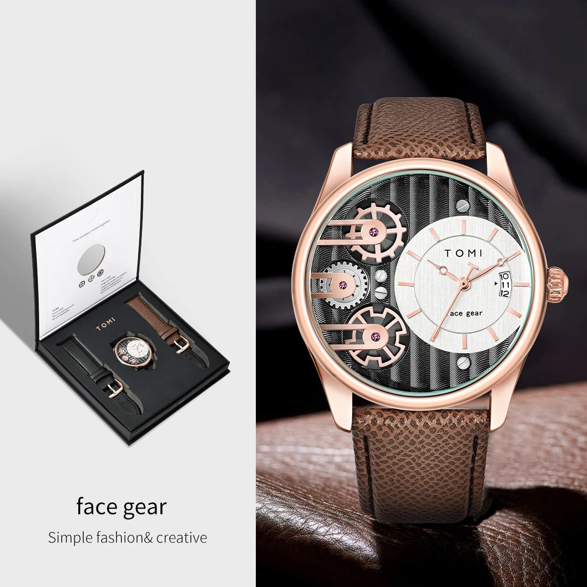 Tomi Herren Geschenk box Kombination Set Uhr Luxus und einfache Business abnehmbare Armband Quarzuhr Herren uhr Festival Geschenk