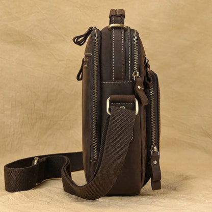 Newsbirds Leder-Umhängetasche, Vintage-Stil, Umhängetasche, Bücher, Schultasche für Männer, männlich, tägliche Umhängetasche, Crazy Horse Skin