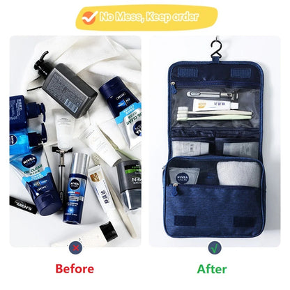 Tragbarer Kulturbeutel mit Haken zum Aufhängen, wasserdicht, für Damen, Badezimmer, Kosmetik, Aufbewahrungstasche, großes Fassungsvermögen, Reise-Make-up-Koffer für Herren