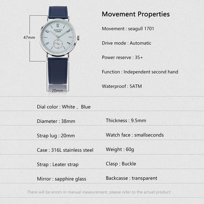 SEESTERN 2024 Neue Männer Uhr Automatische Business Armbanduhren ST1701 Bewegung Ultra Dünne Uhr Top Marke Luxus Mode Lässig
